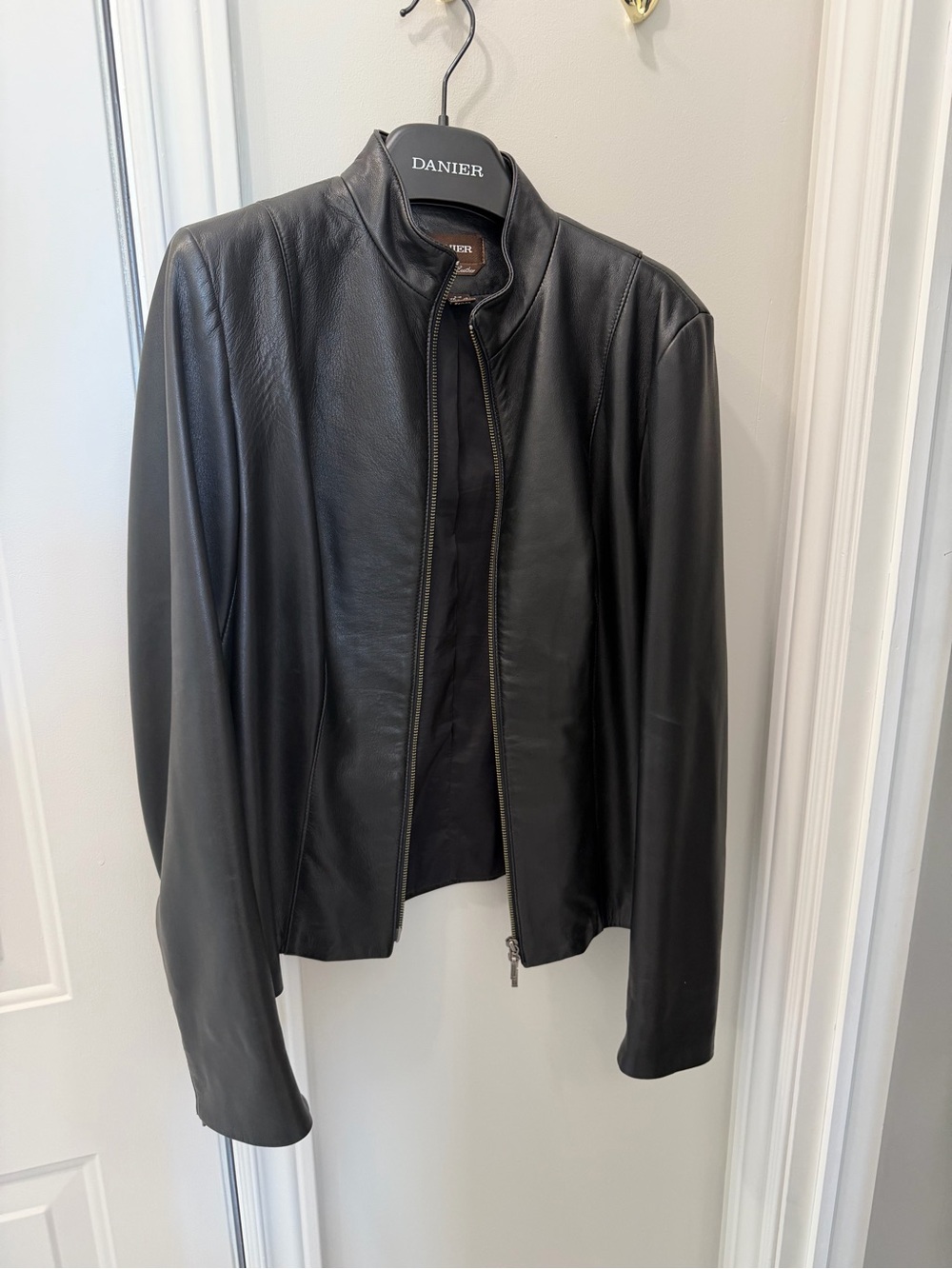 Danier Black Leather Jacket with Brown Label